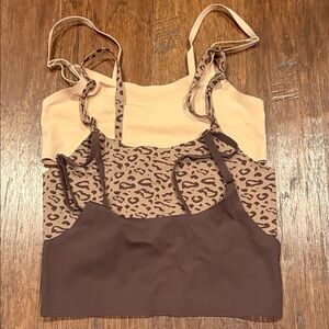 New! 3 Set Small Leopard Print and Brown Women's Bralette Set